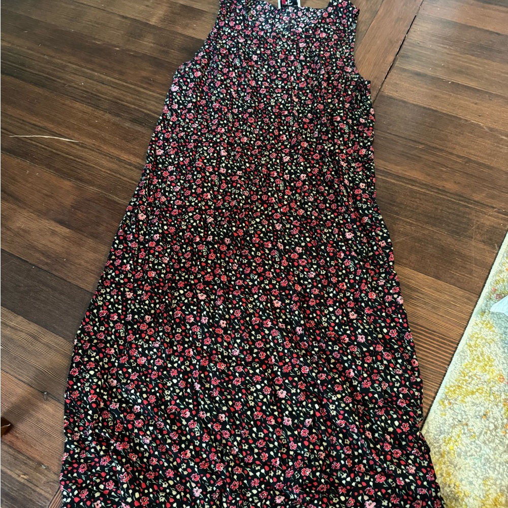 Vintage Floral Sleeveless Midi Dress